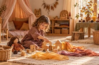Вальдорфская педагогика — ребенок играет с деревянными игрушками